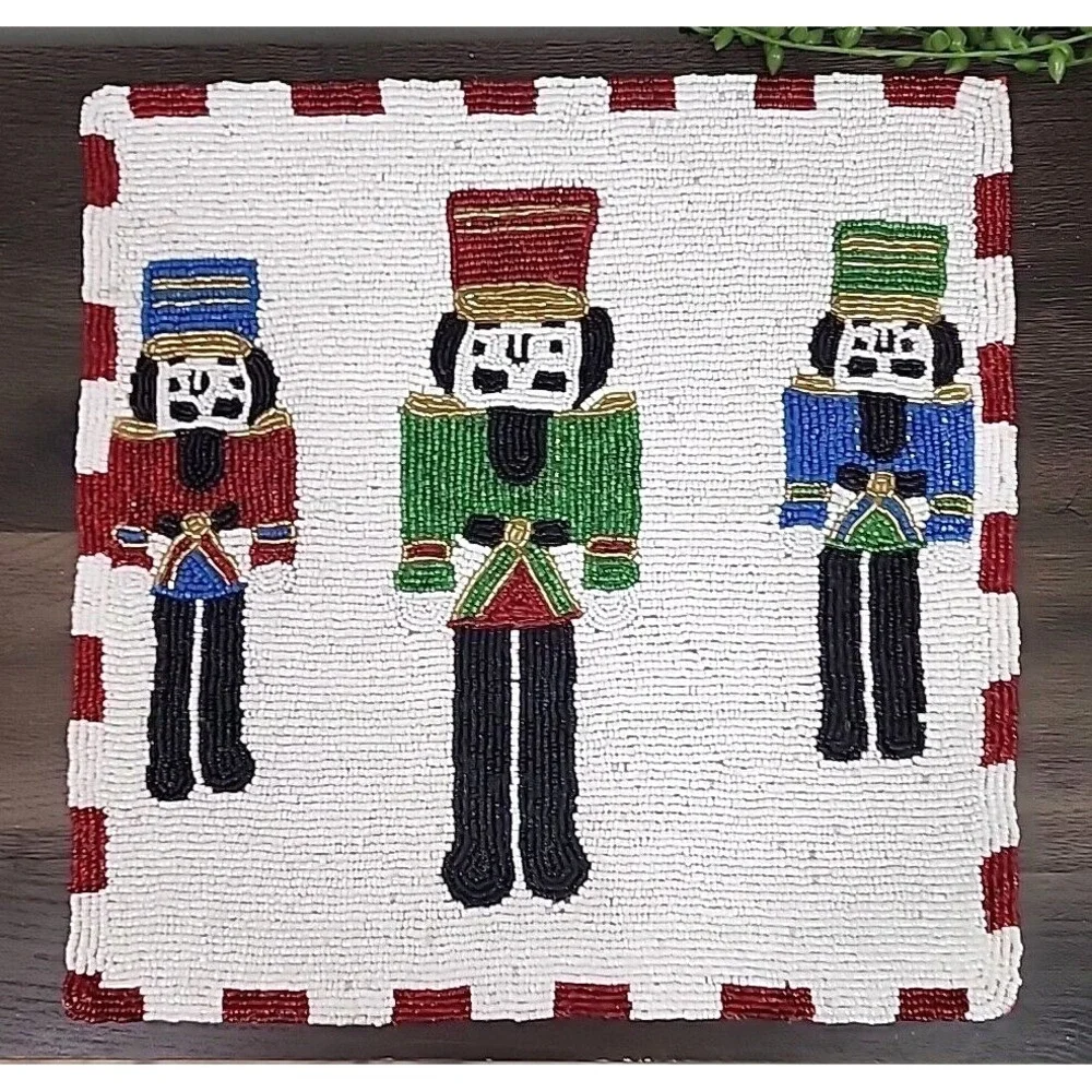 Beaded Christmas Placemat Nutcracker Centerpiece Charger 14